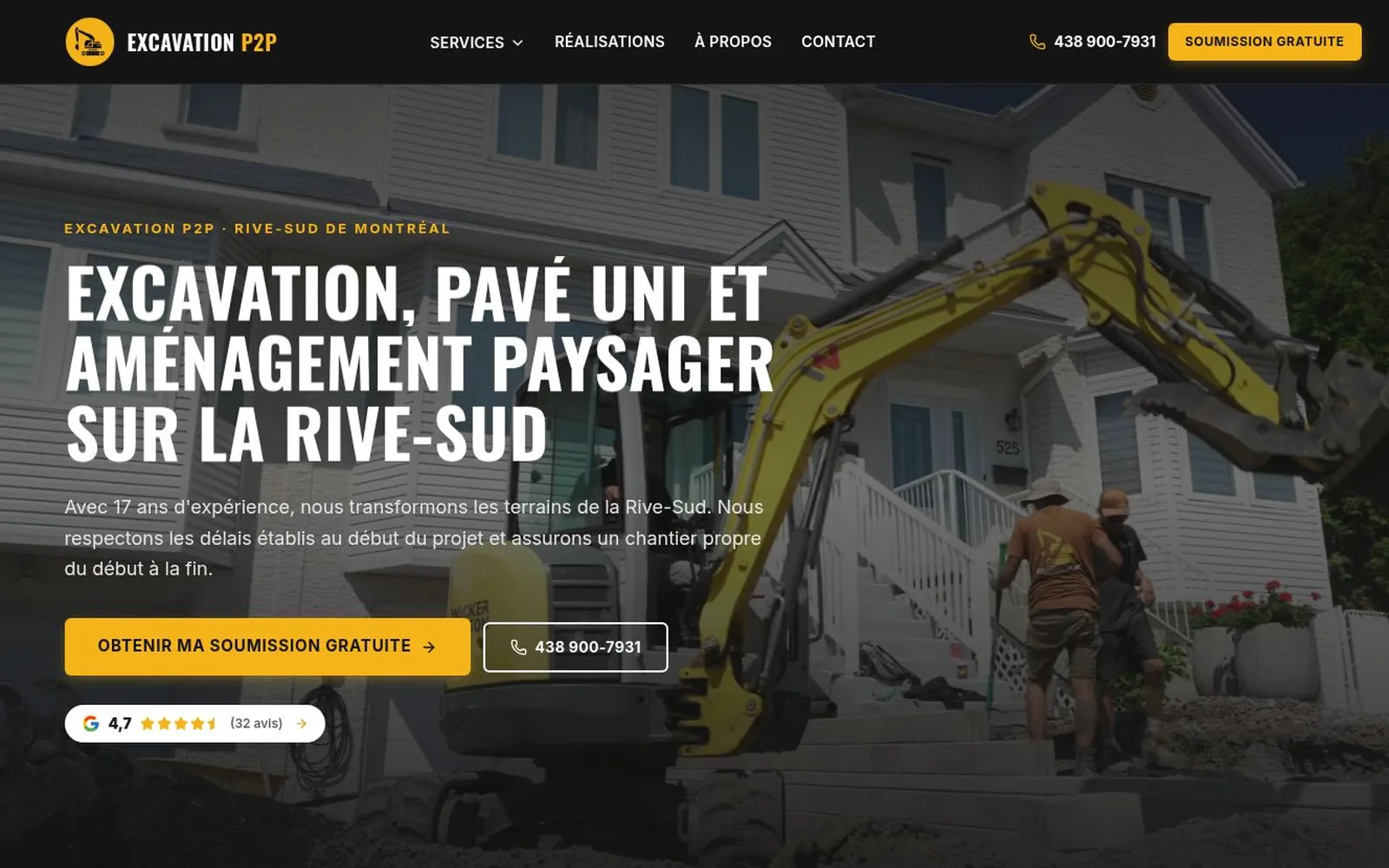 Aperçu du site Excavation P2P