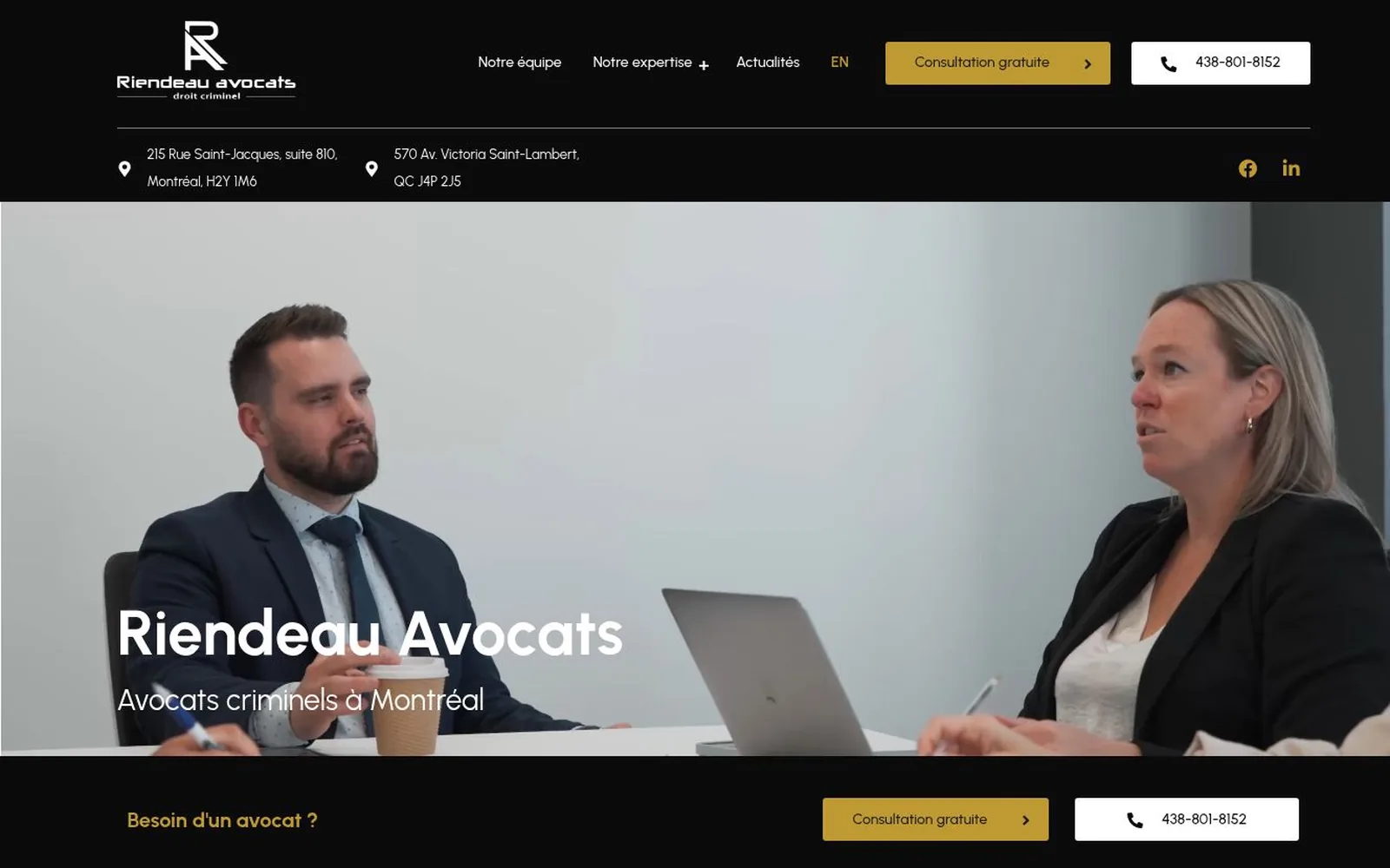 Aperçu du site Riendeau Avocats