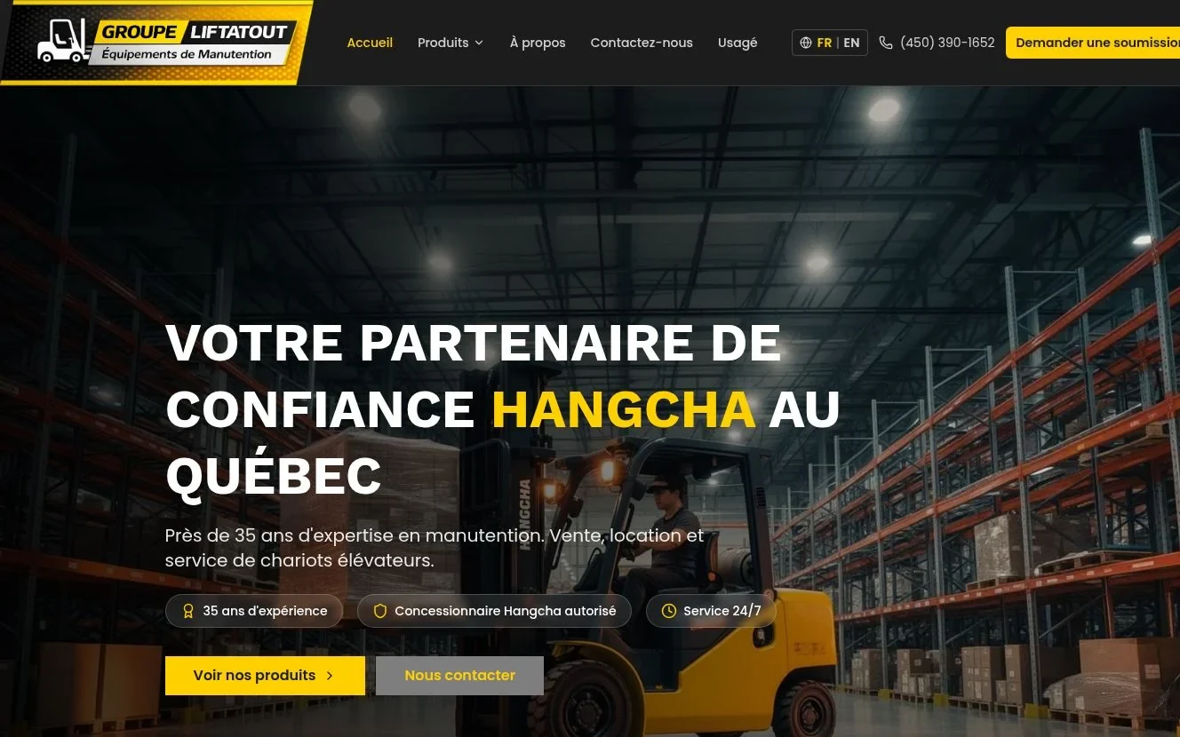 Website view for Groupe Lift Atout